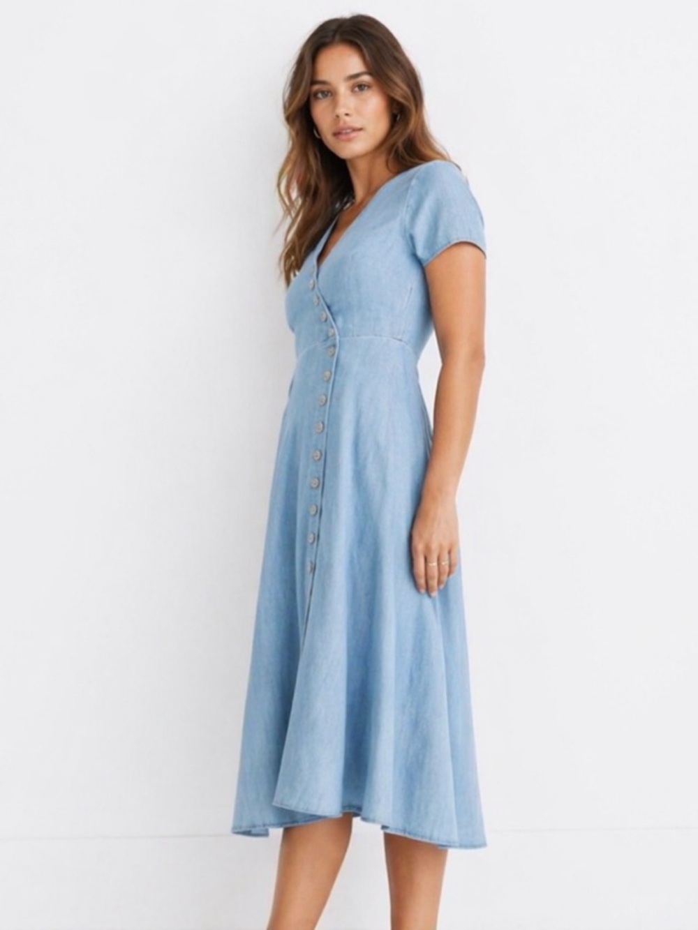 Madewell Indigo Button Wrap Midi Dress - Size 6